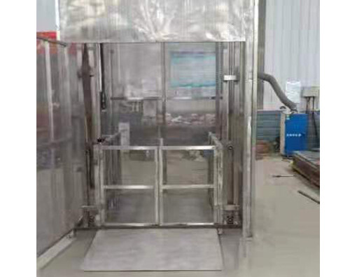 全不(bu)鏽鋼導軌式(shi)升降貨梯